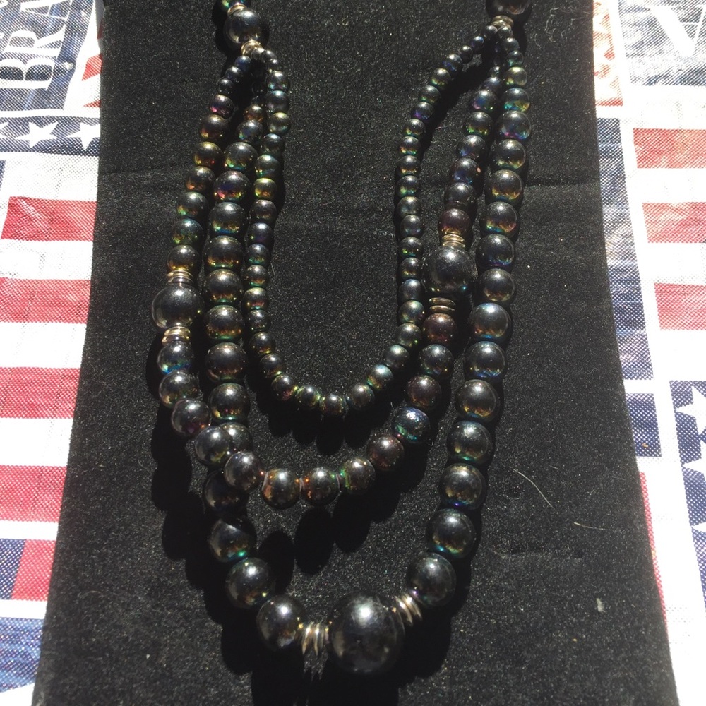 Iridescent Black Bead necklace